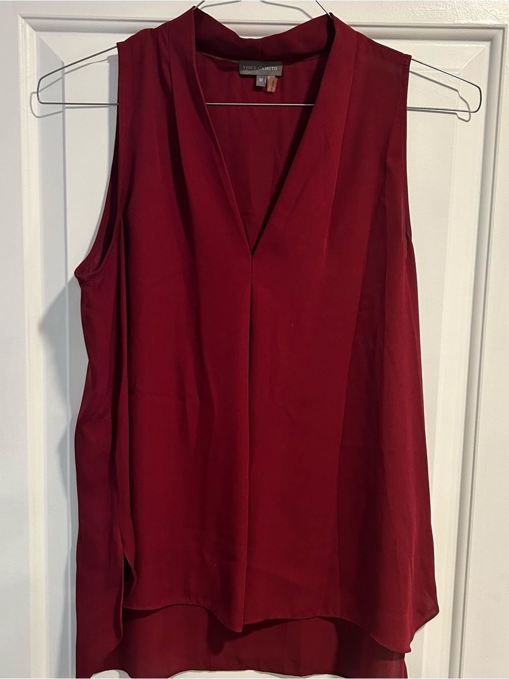 Vince Camuto Burgundy Sleeveless V-Neck Blouse